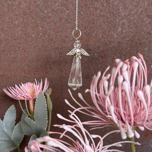 Clear Quartz Angel Pendulum – Spiritual Healing, Energy Amplification & Intuition
