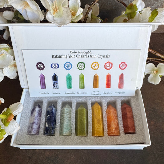Natural Crystal Chakra Tower Set – Chakra Alignment, Healing & Energy Balance
