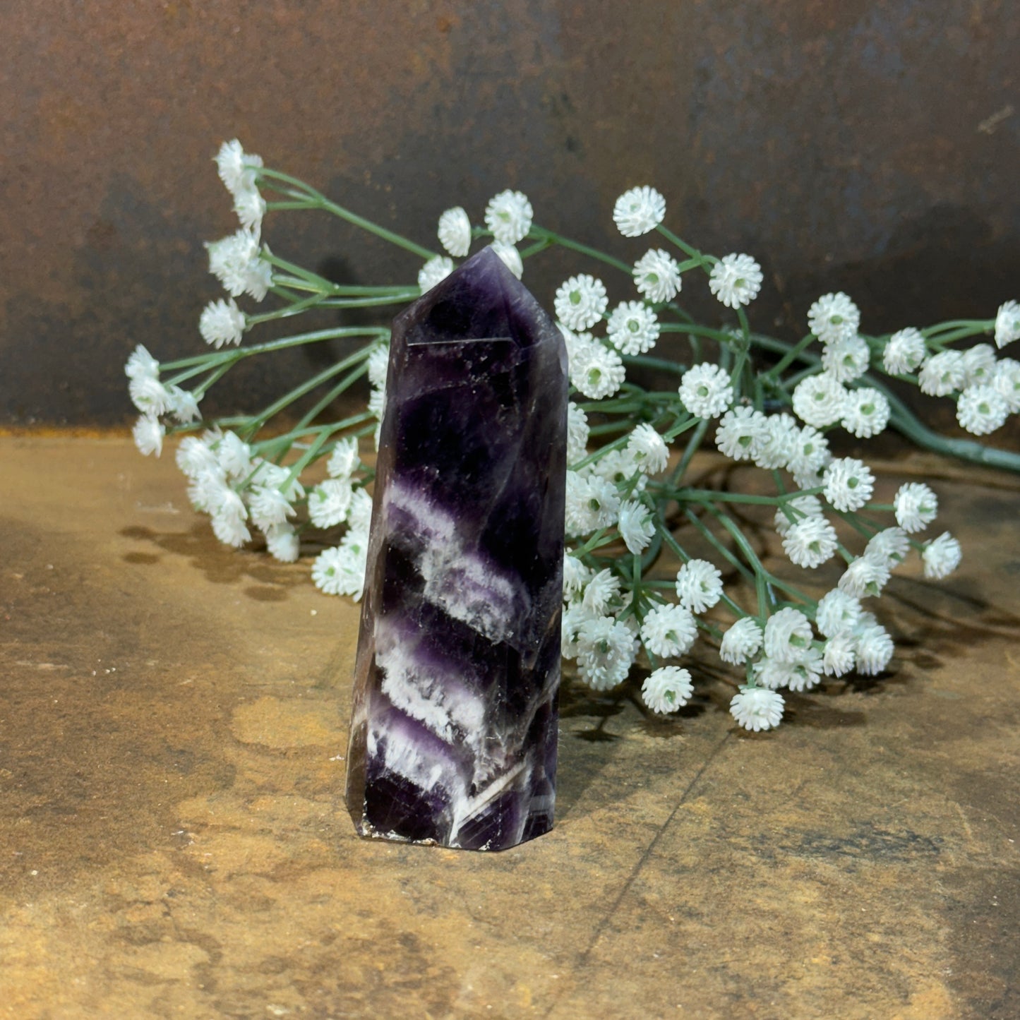 Chevron Amethyst Crystal Tower – Divine Insight, Spiritual Protection & Inner Peace