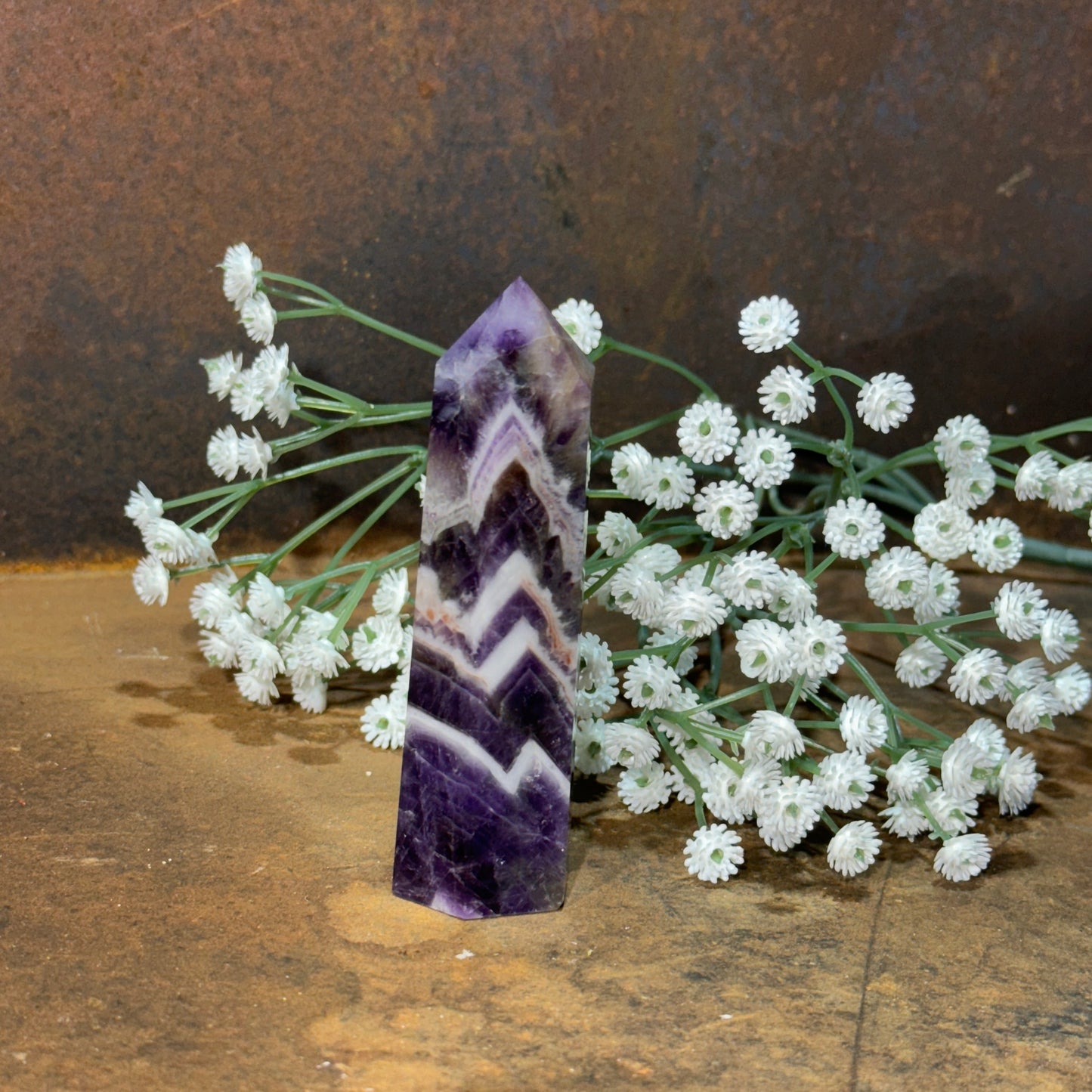 Chevron Amethyst Crystal Tower – Divine Insight, Spiritual Protection & Inner Peace