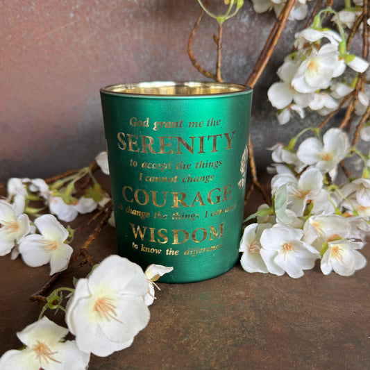 Glass Votive Candle Holder - Serenity Prayer