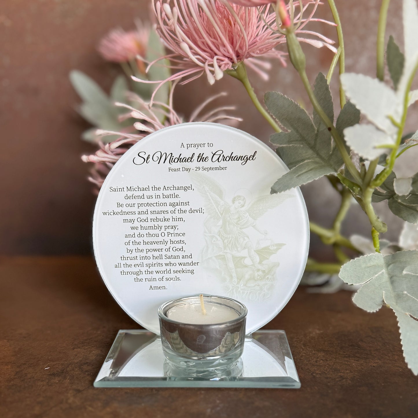 Archangel Michael Tealight Candle Holder — Divine Protection, Courage & Spiritual Strength