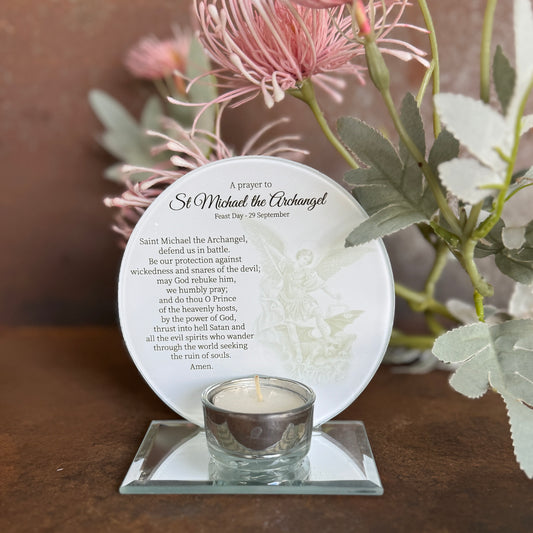 Archangel Michael Tealight Candle Holder — Divine Protection, Courage & Spiritual Strength