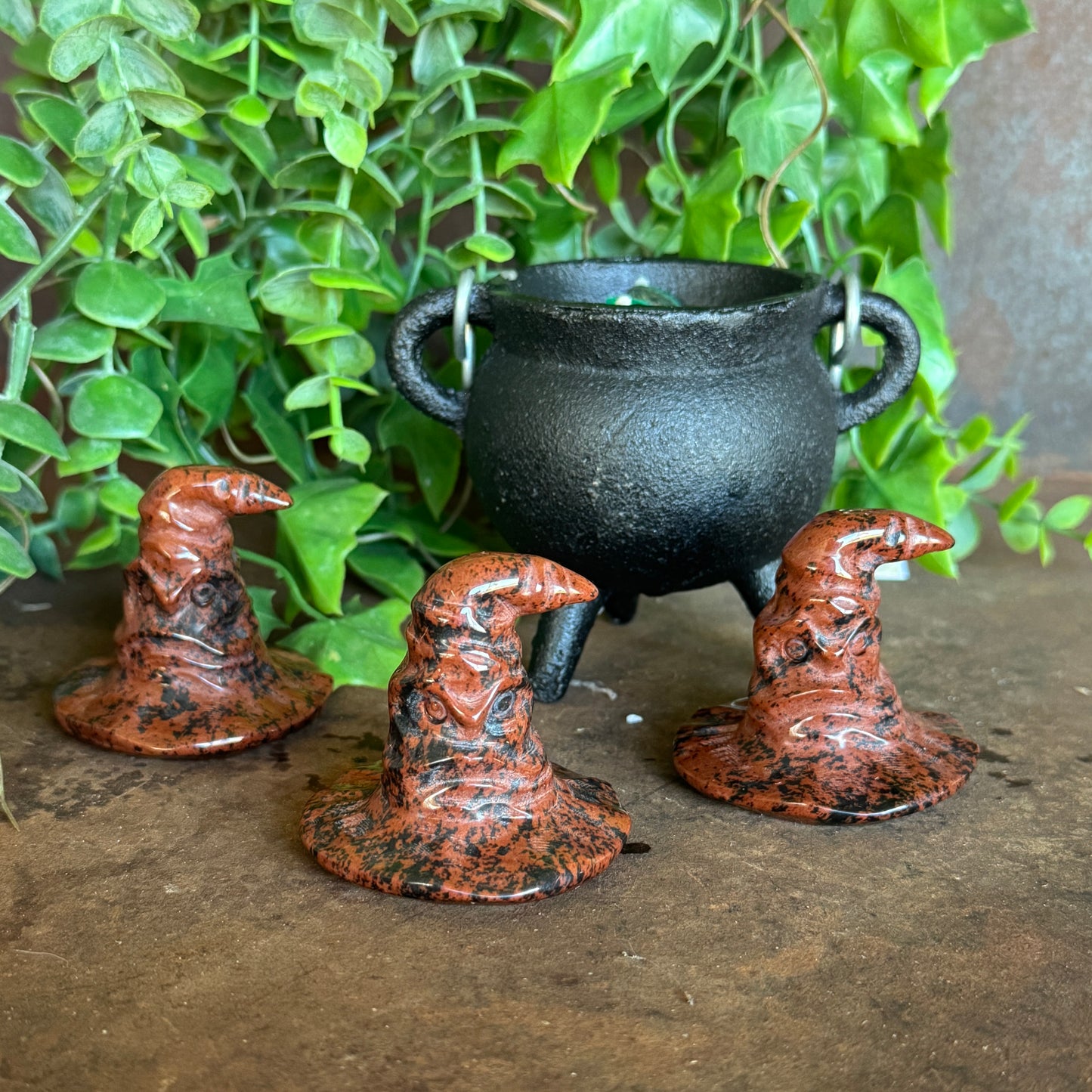 Mahogany Obsidian Sorting Hat Carving – Protection & Spiritual Healing