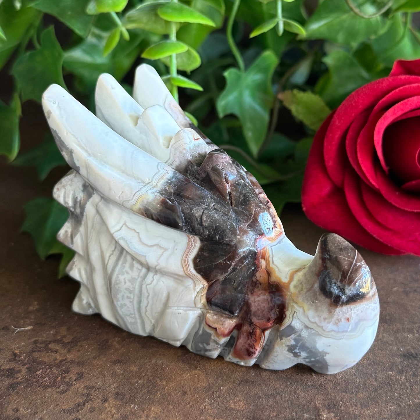 Mexican Agate Dragon Carving – Spiritual Protection, Grounding & Inner Strength