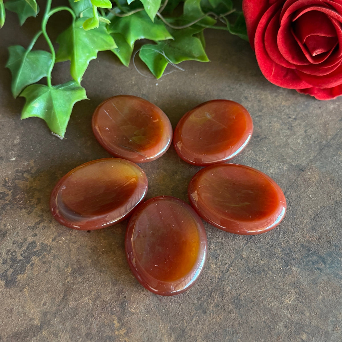 Carnelian worry stone for confidence, motivation and creativity