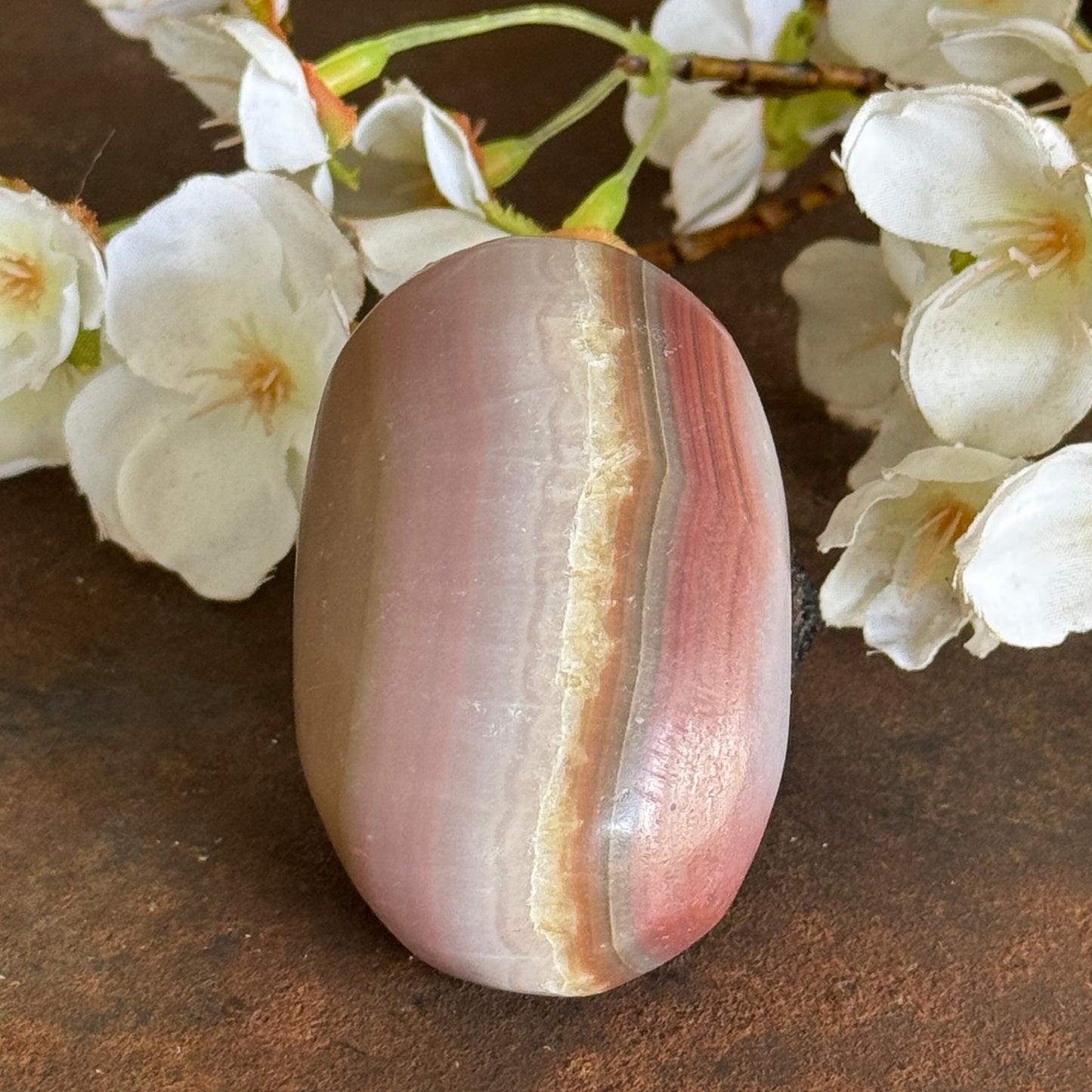 Pink Onyx Palm Stone – Emotional Healing, Grounding & Heart Chakra Balance