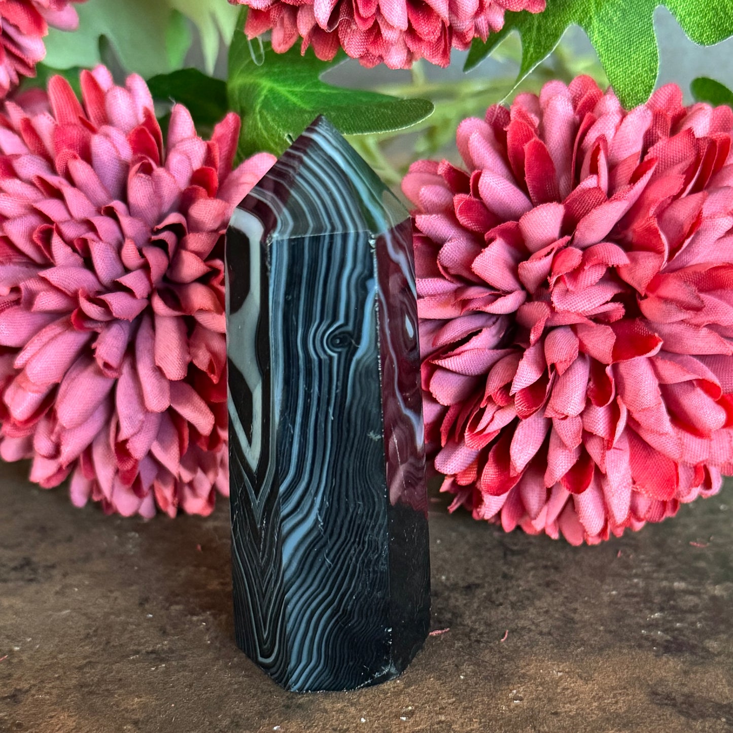 Black Agate Crystal Towers – Grounding, Protection & Emotional Stability