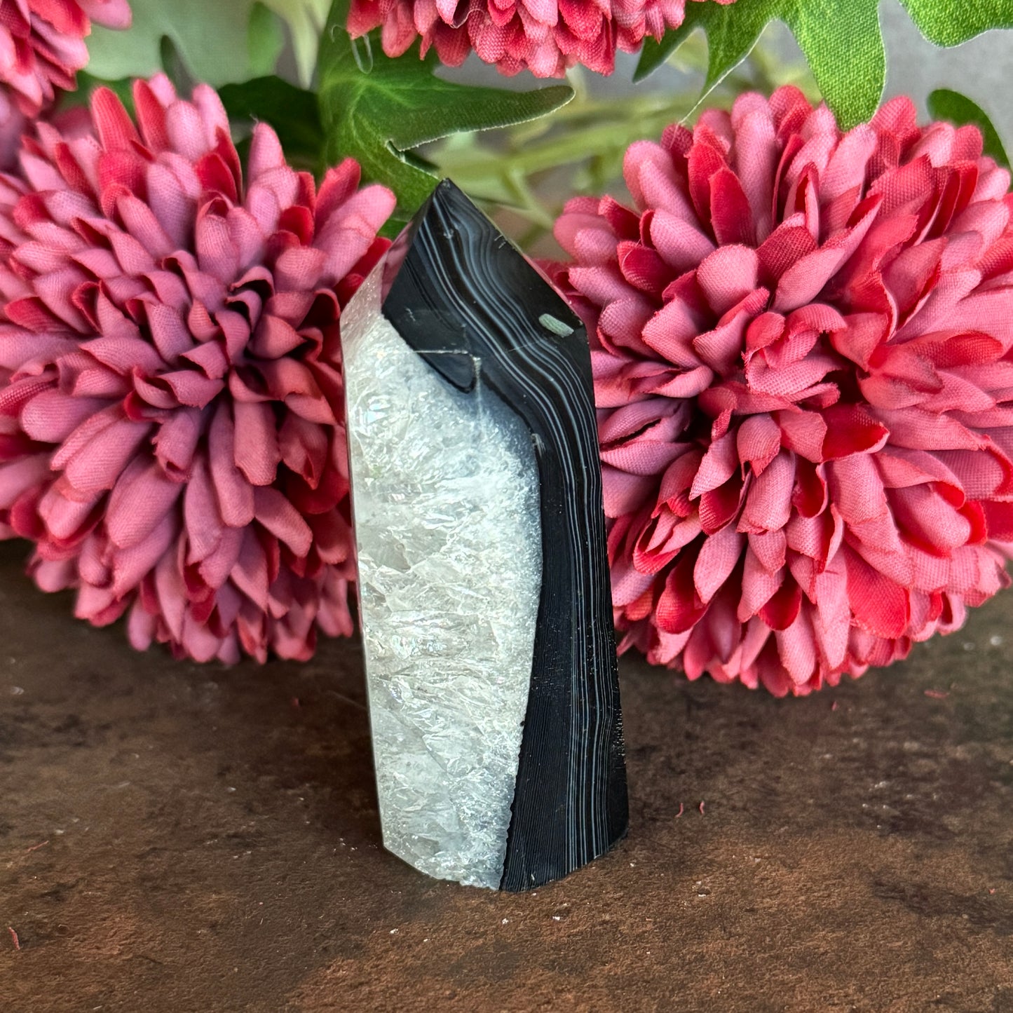 Black Agate Crystal Towers – Grounding, Protection & Emotional Stability