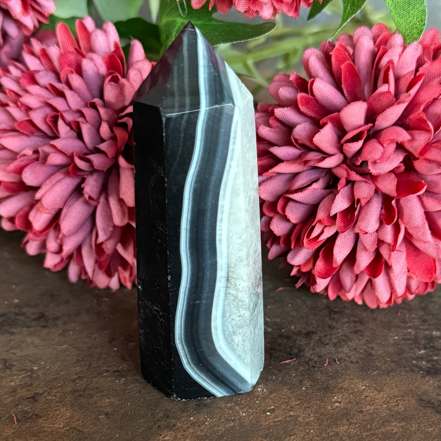 Black Agate Crystal Towers – Grounding, Protection & Emotional Stability