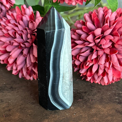 Black Agate Crystal Towers – Grounding, Protection & Emotional Stability