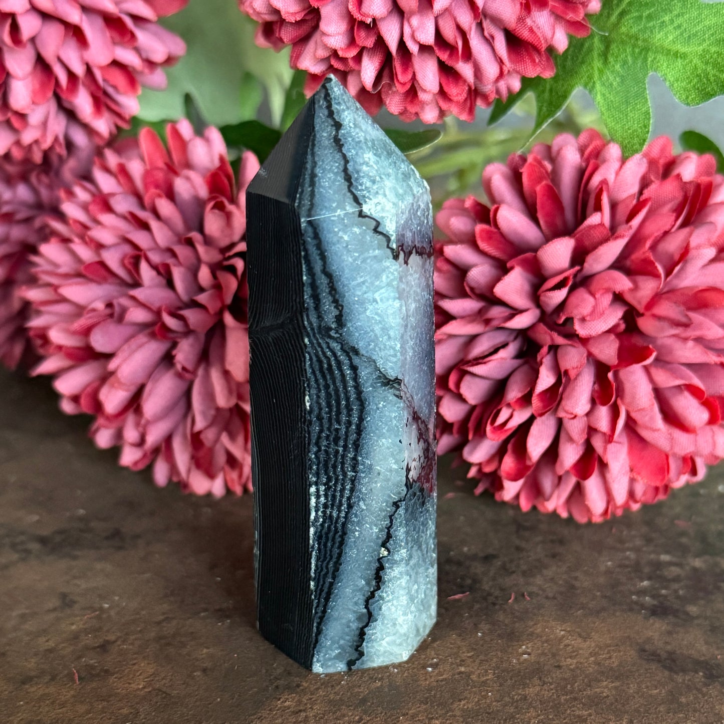 Black Agate Crystal Towers – Grounding, Protection & Emotional Stability