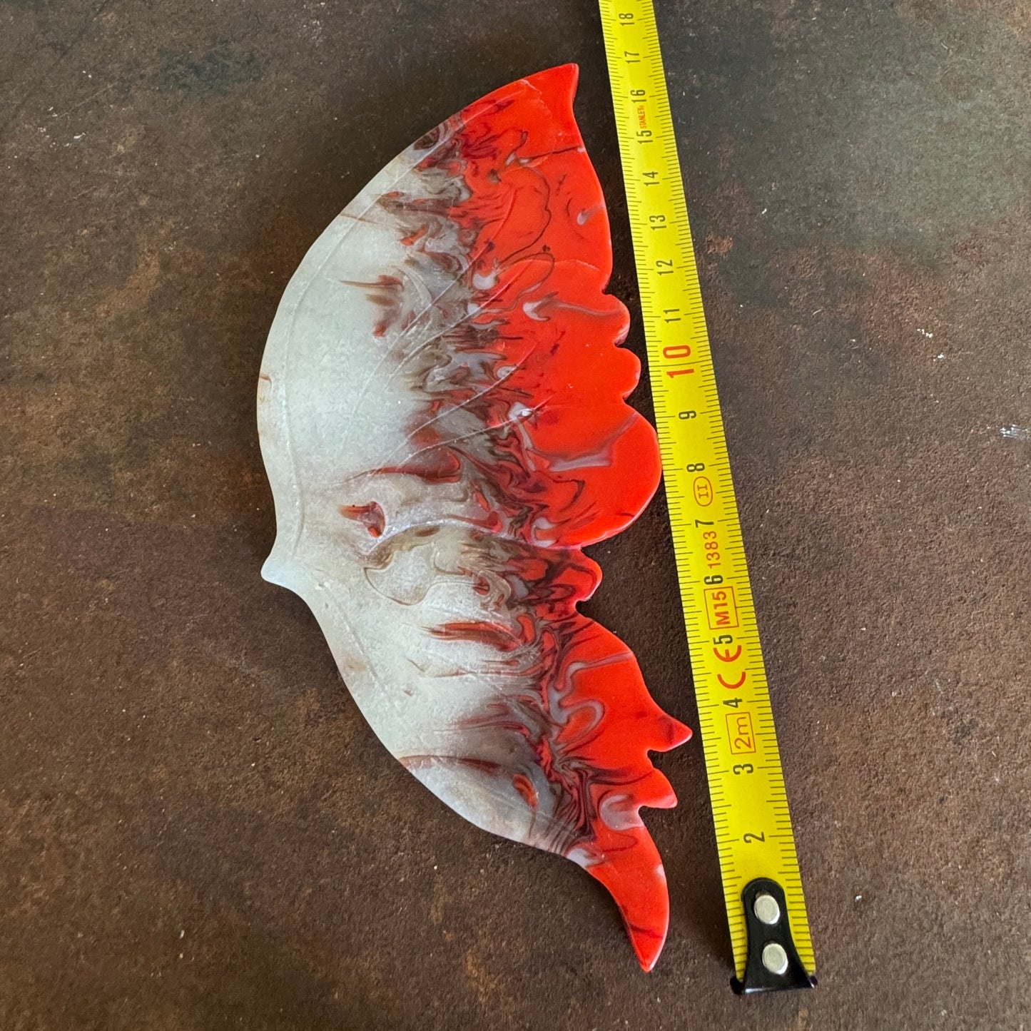 Red Flame Agate Crystal Wings on Angel Stand – Spiritual Protection & Empowerment Crystal Ornament