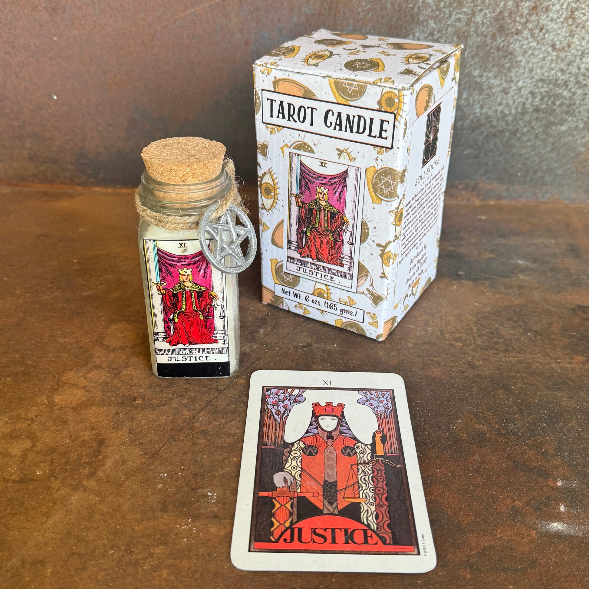 Tarot intention candles The Star The Sun Justice for spiritual healing, balance, clarity, and positive energy