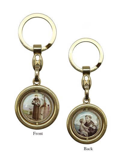 Saint Anthony & Saint Francis Keyring – Double-Sided Devotional Keepsake