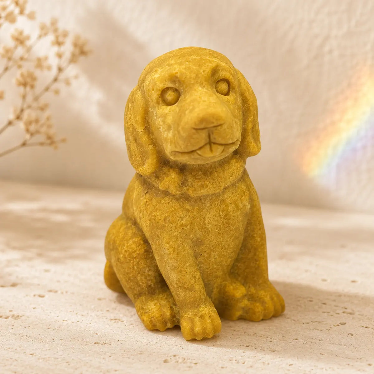 Orange Calcite Labrador Retriever crystal dog figurine 