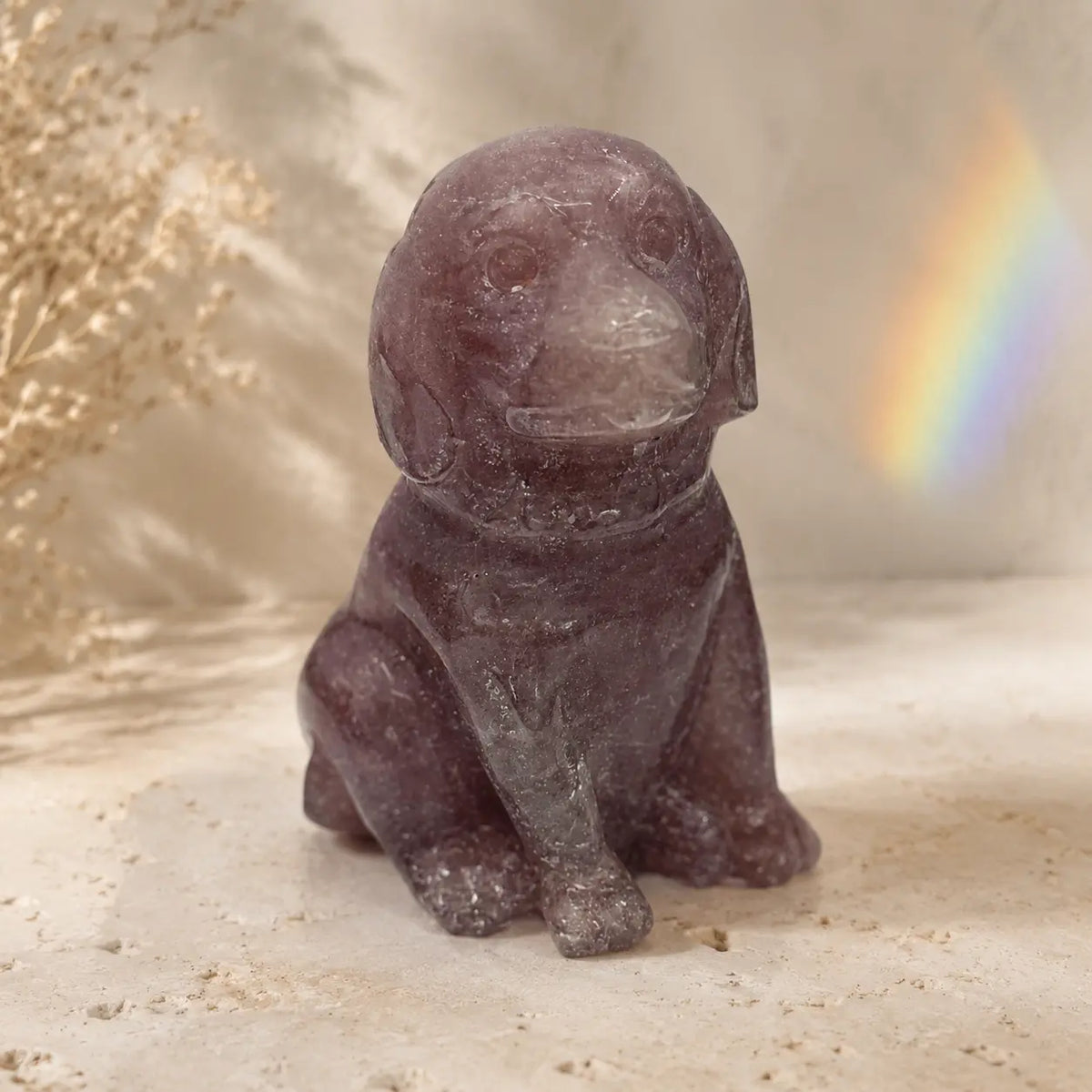 Strawberry Quartz Labrador Retriever crystal dog figurine 