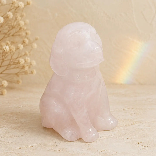 Rose Quartz Labrador Retriever crystal dog figurine for dog lovers and pet remembrance