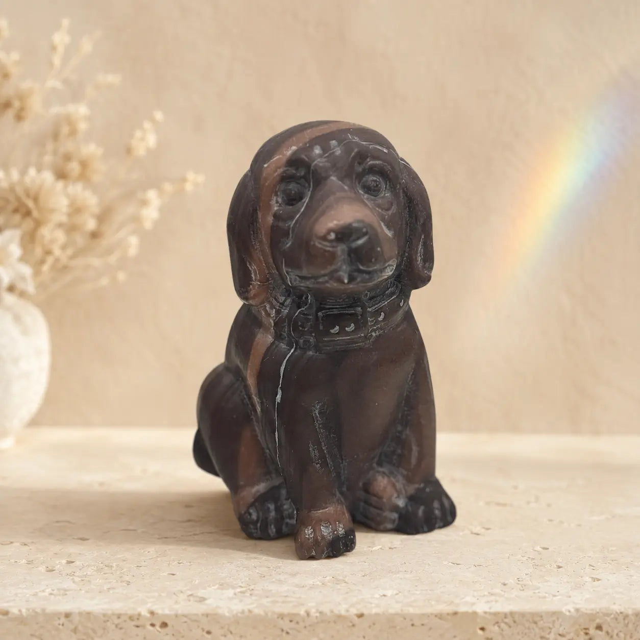 Chocolate Calcite Labrador Retriever crystal dog figurine 