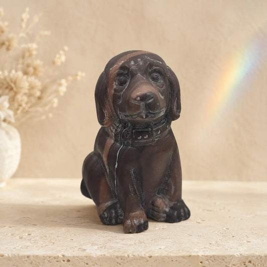Chocolate Calcite Labrador Retriever crystal dog figurine 