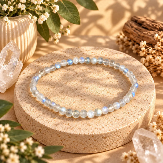 Labradorite Bracelet 4mm – Faceted Crystal Bracelet for Intuition, Protection & Spiritual Awakening