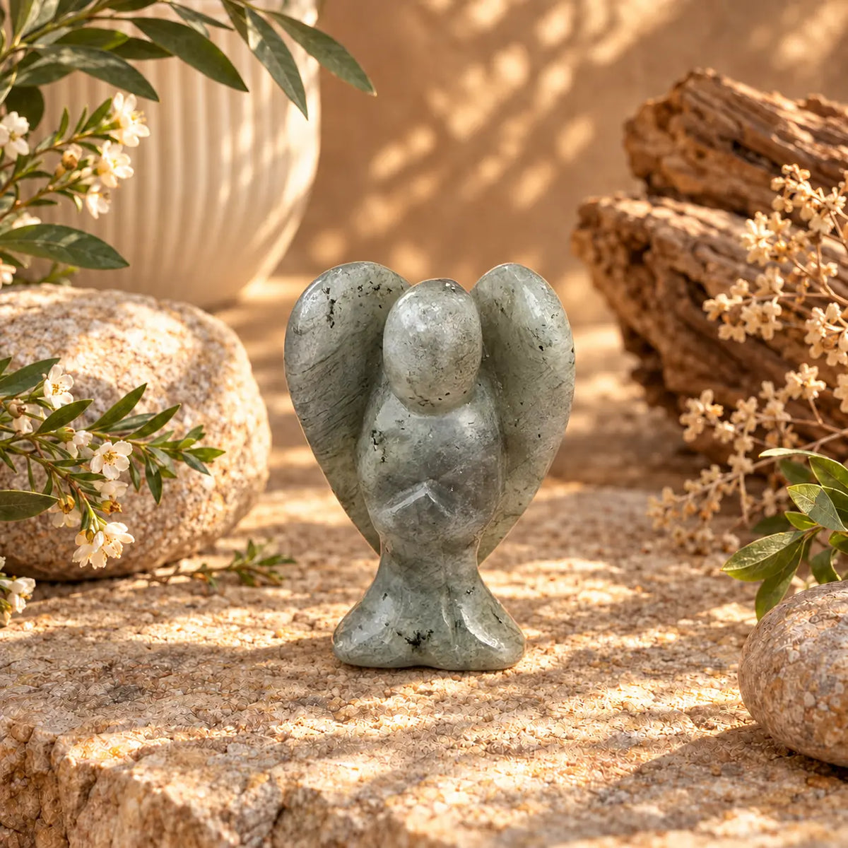 Labradorite Crystal Angel Carving 6cm – Protection, Intuition & Transformation