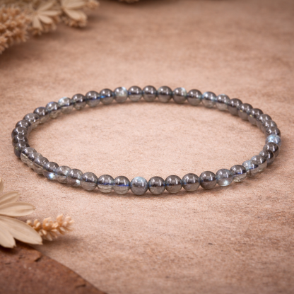 Labradorite 4mm unisex crystal bead bracelet