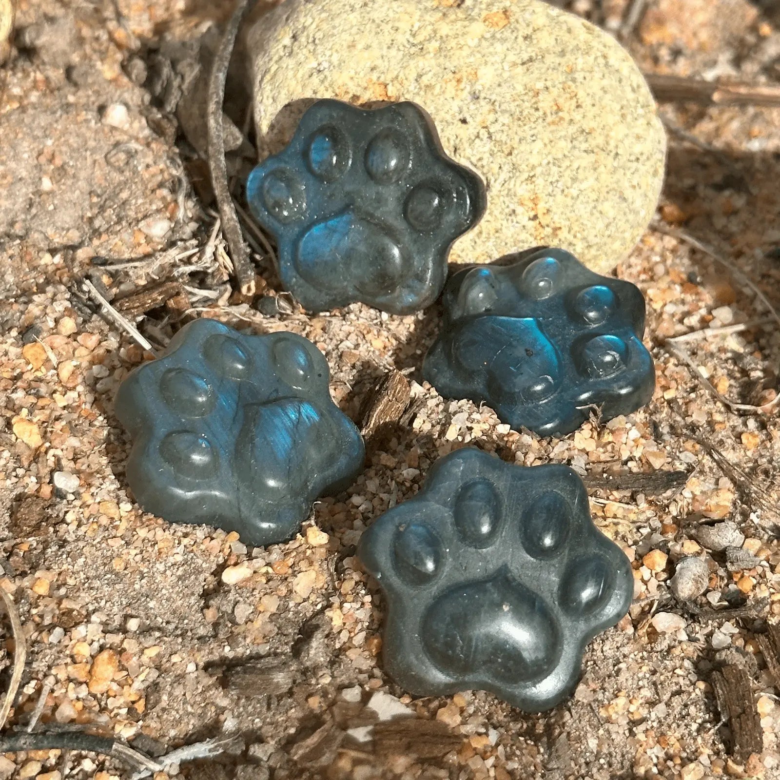 labradorite paw print carving for intuition protection emotional healing and pet remembrance