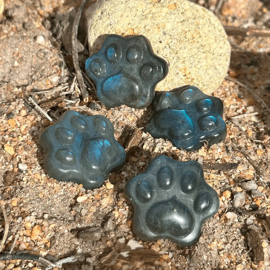 labradorite paw print carving for intuition protection emotional healing and pet remembrance