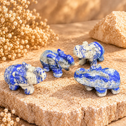 Lapis Lazuli crystal elephant carving 7cm for wisdom, truth, intuition and good fortune