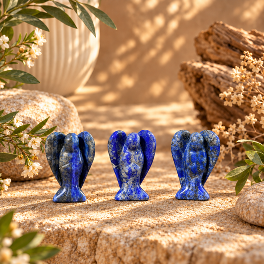 Lapis Lazuli pocket crystal angel approximately 4cm for wisdom, clarity and intuition