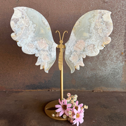 Large Pink Amethyst Crystal Wings on Butterfly Stand – Spiritual Healing Crystal Wings