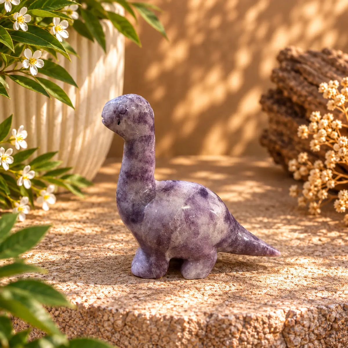 Lepidolite Crystal Dinosaur Carving – Calm, Balance & Inner Peace