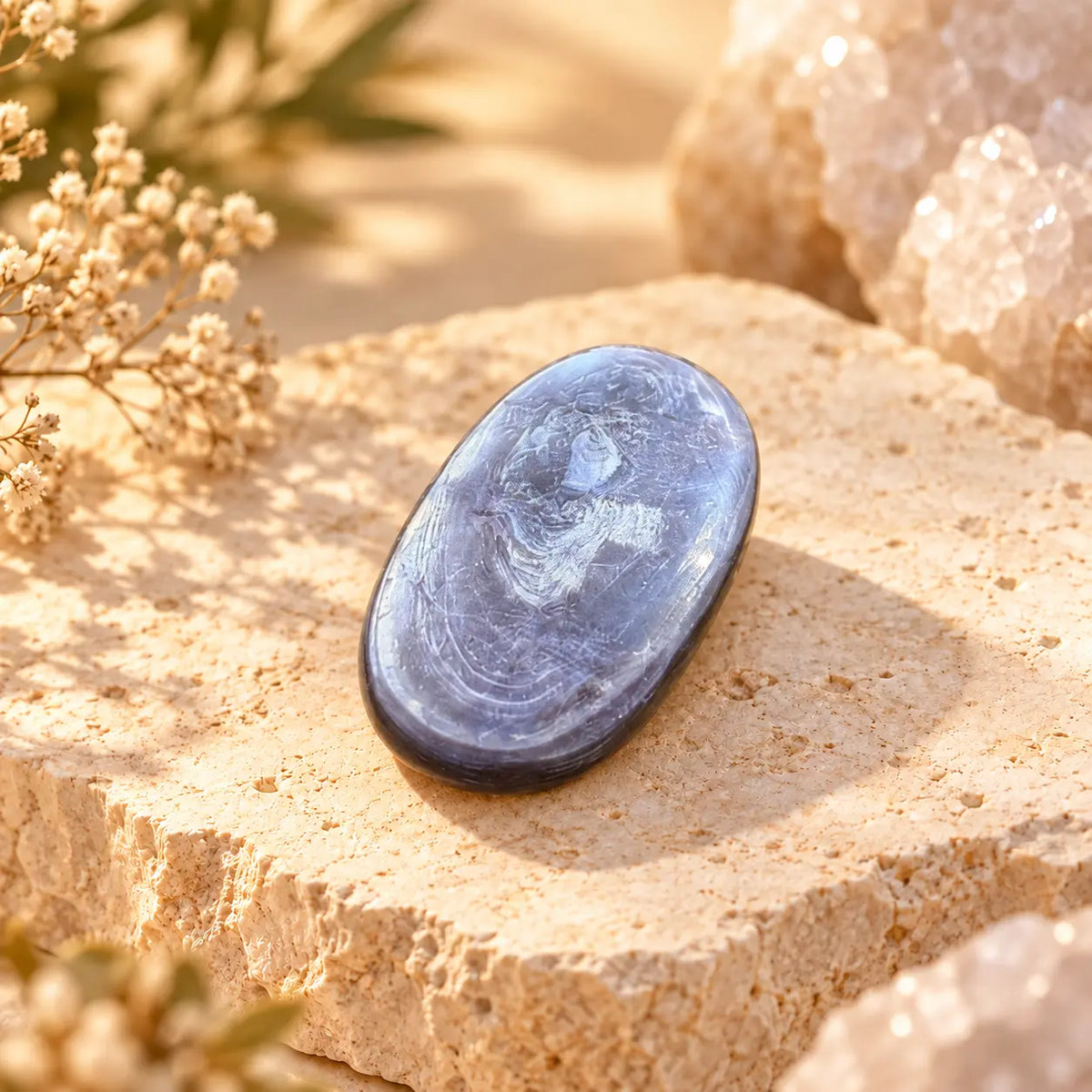 Lepidolite palm stone exact photographed piece 2
