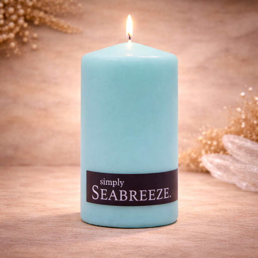 Light Blue Pillar Candle – Seabreeze Scent Spiritual Ritual Candle for Clarity, Peace & Spiritual Communication