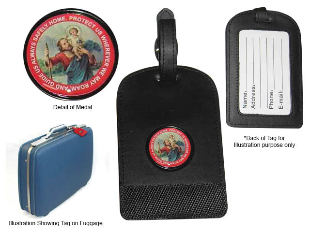 St. Christopher Luggage Tag – Patron Saint of Travelers | Spiritual Protection & Safe Journeys