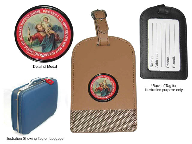 St. Christopher Luggage Tag – Patron Saint of Travelers | Spiritual Protection & Safe Journeys