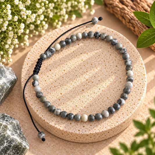 Mapstone Unisex Adjustable Crystal Bracelet 4mm – Grounding, Protection & Emotional Balance
