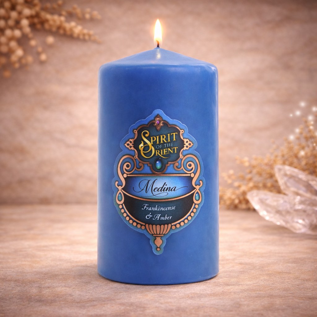 Medina Blue Pillar Candle – Spiritual Ritual Candle for Wisdom, Peace & Spiritual Protection