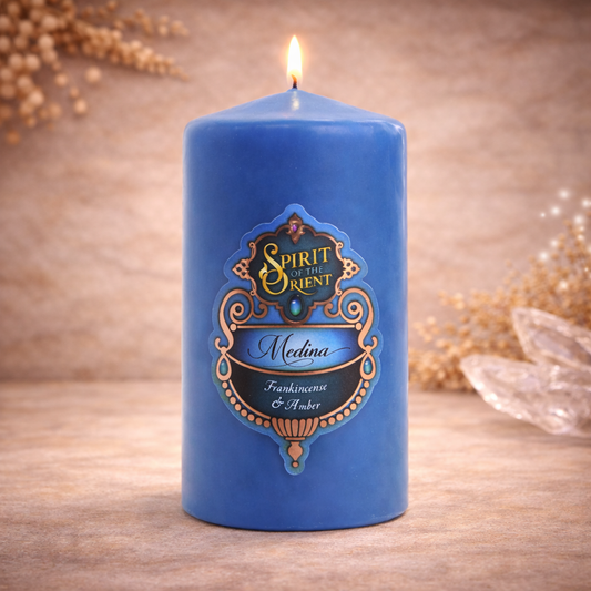 Medina Blue Pillar Candle – Spiritual Ritual Candle for Wisdom, Peace & Spiritual Protection