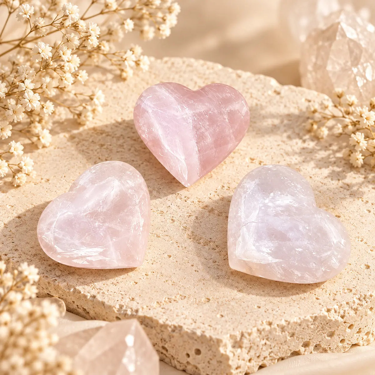 Rose Quartz heart-shaped crystal – natural pink stone carving