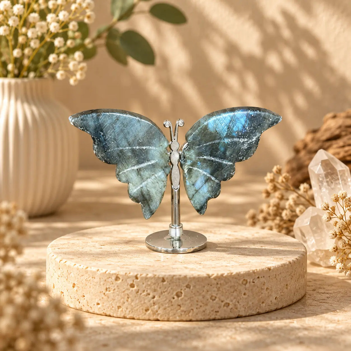 Mini Labradorite Crystal Butterfly Piece 1 natural crystal carving