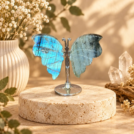 Mini Labradorite Crystal Butterfly Piece 3 natural crystal carving