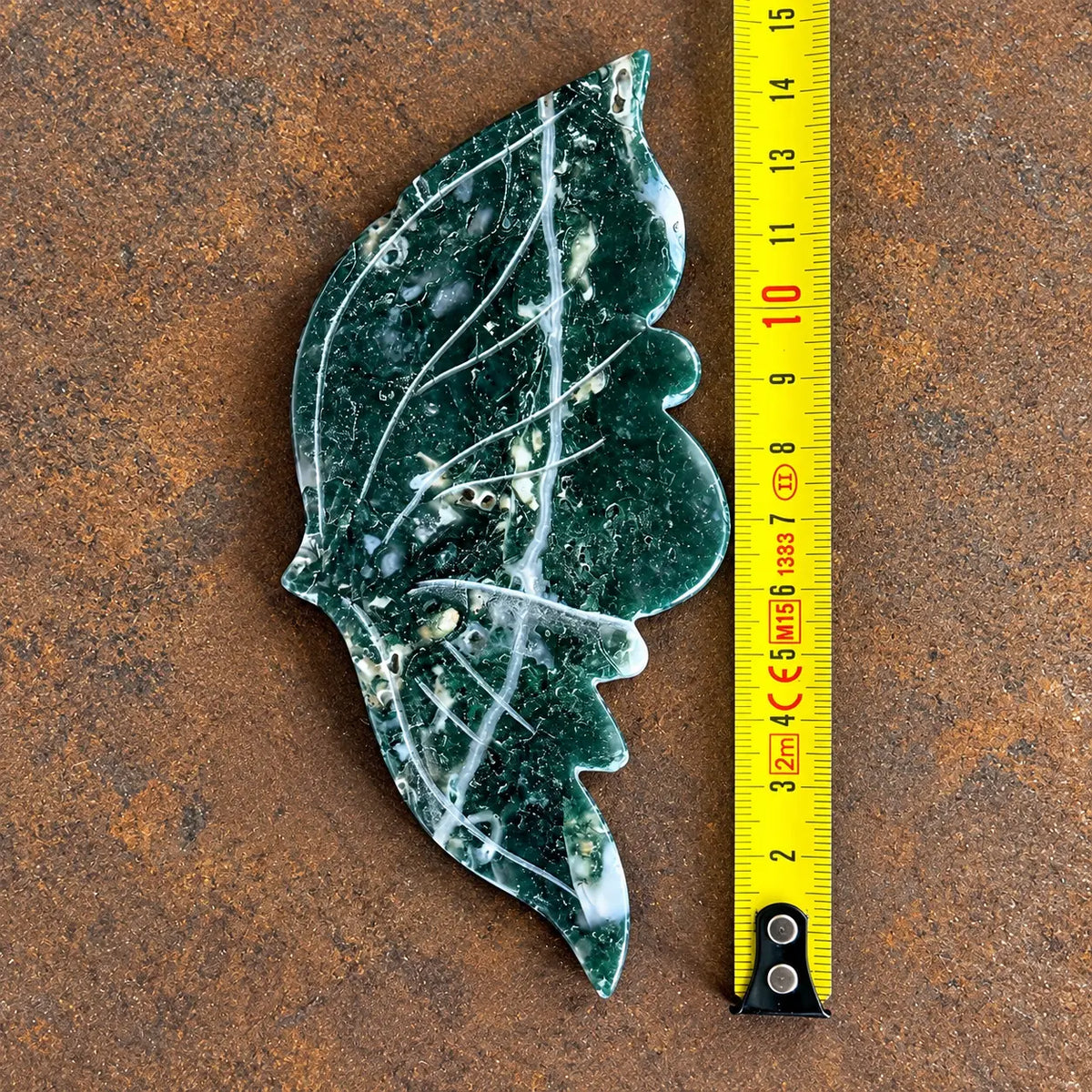 Small Moss Agate Crystal Wings on Butterfly Stand – Growth, Abundance & New Beginnings