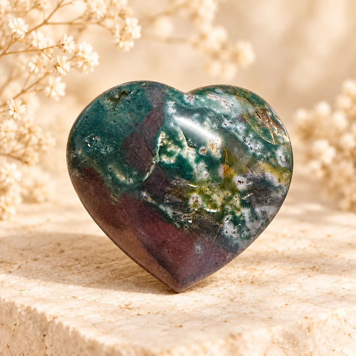 Ocean Jasper crystal heart 207g – photographed reverse side