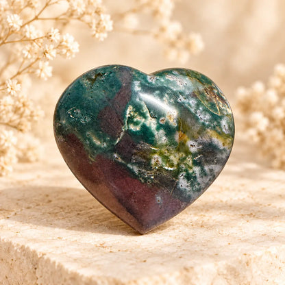 Ocean Jasper crystal heart 207g – photographed reverse side