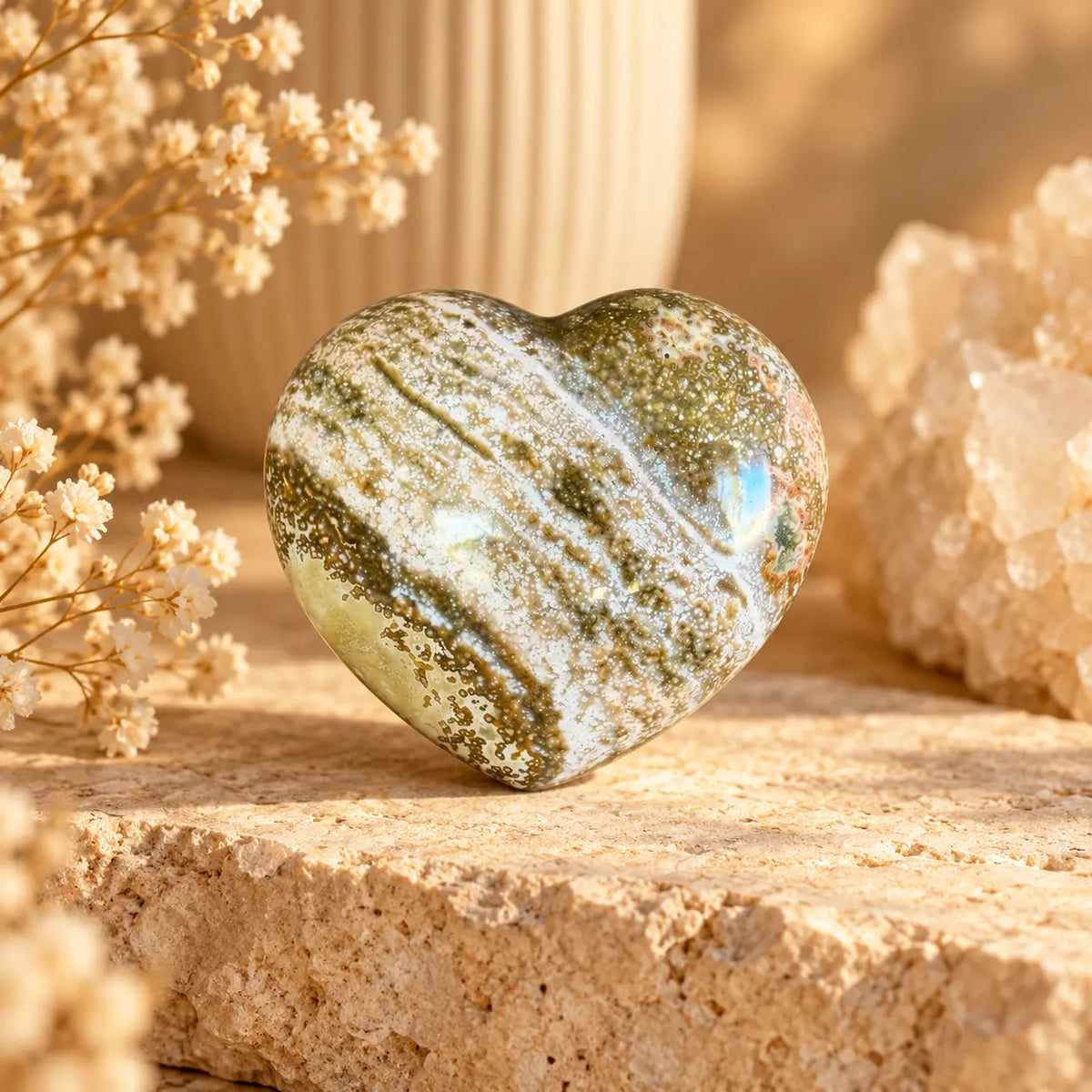Ocean Jasper medium crystal heart, Piece 2, reverse side
