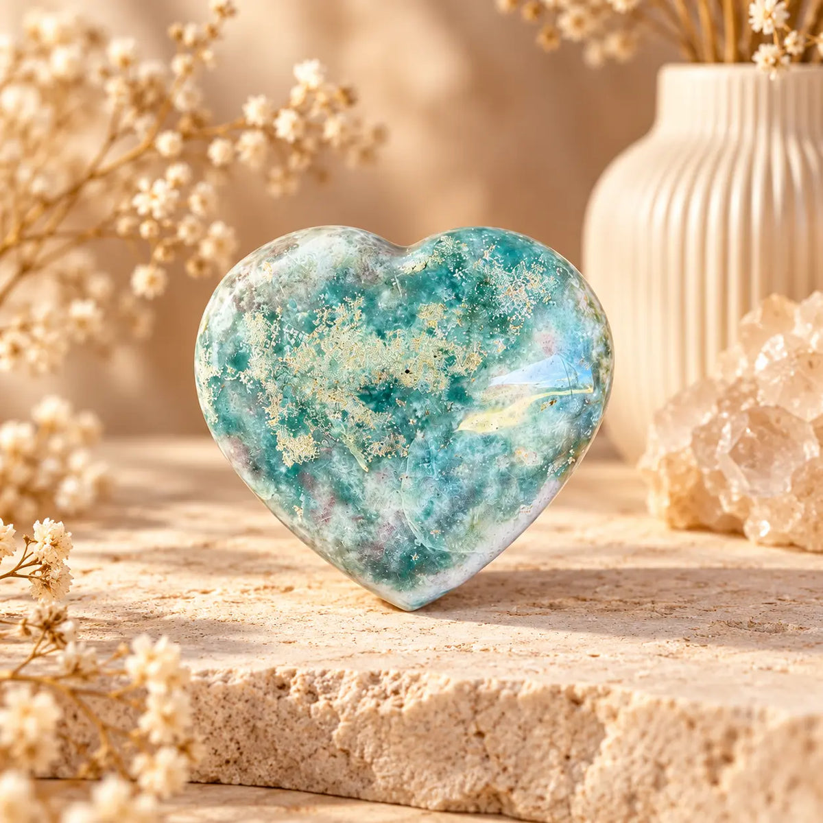 Ocean Jasper medium crystal heart, Piece 3, first side
