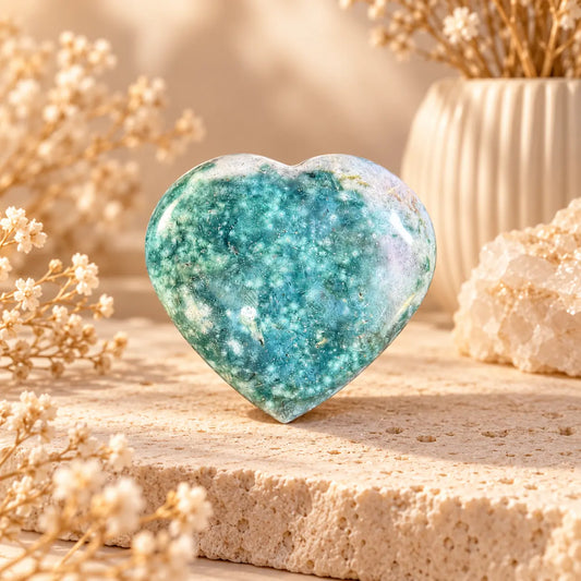 Ocean Jasper medium crystal heart, Piece 3, reverse side