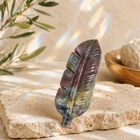 Ocean Jasper Feather Carving – Joy, Harmony, Calm and Emotional Balance